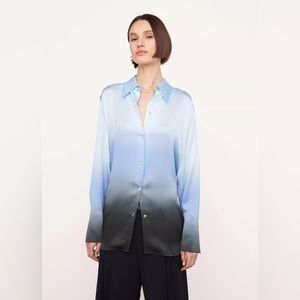 NWT $495 Vince Dip-Dye Silk Long Sleeve Shirt Blouse